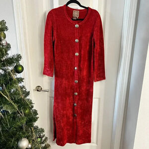 375 Double D Ranchwear Button Up Long Sleeve Dress Size Medium Color Red Orange